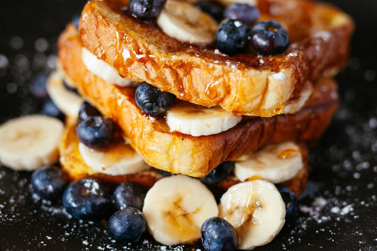 Fantastic French Toast Topped With Fresh Blueberries And Banana Slices