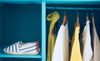 Clothing Closet With Blue Shelving