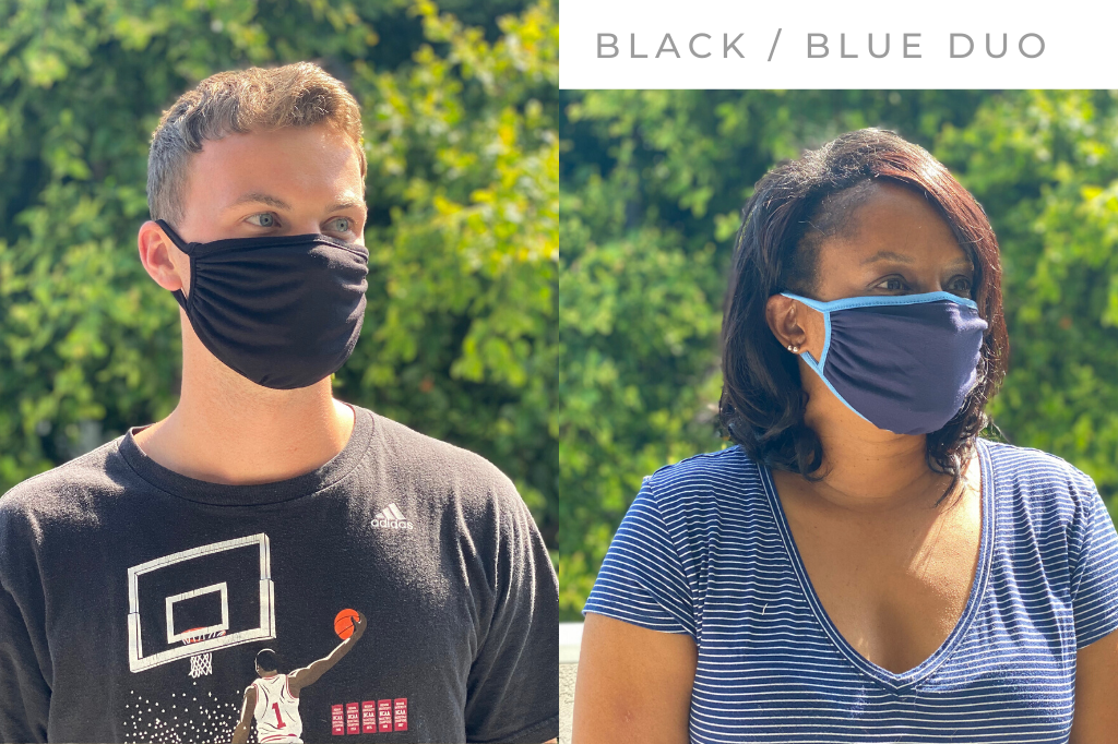 Ridiculously Comfy Reusable Cloth Mask - 2 PACK - Tampon Tribe - Masks - DUO 1: Black/Black + Dark Blue/Light Blue