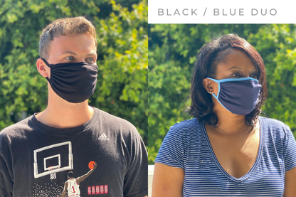 Ridiculously Comfy Reusable Cloth Mask - 2 PACK - Tampon Tribe - Masks - DUO 1: Black/Black + Dark Blue/Light Blue