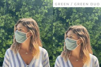 Ridiculously Comfy Reusable Cloth Mask - 2 PACK - Tampon Tribe - Masks - DUO 6: Green/Coral + Green/Coral